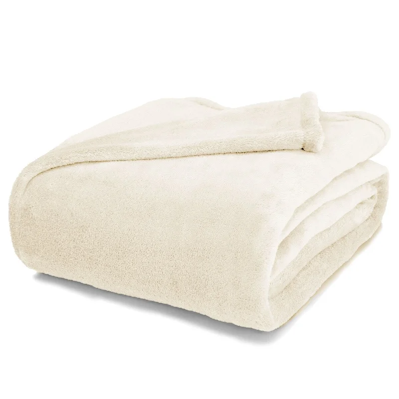 Berkshire Luxe Reversible Plush King Blanket Vanilla Cream - Beige