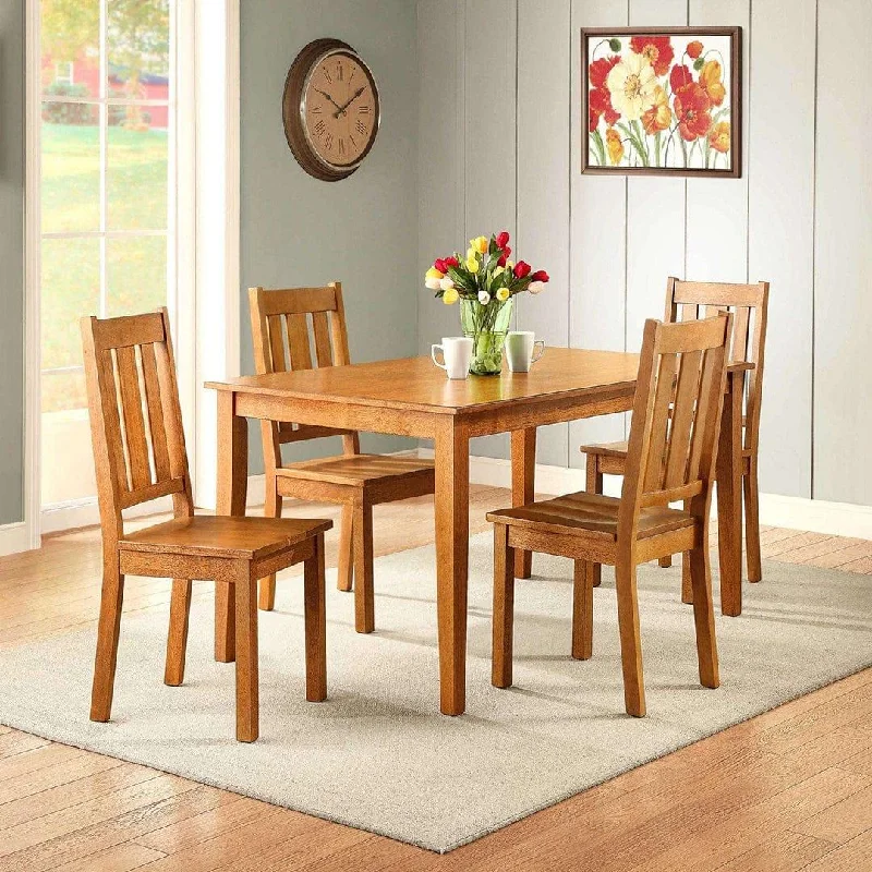 5-Piece  Wooden Dining Set, Honey