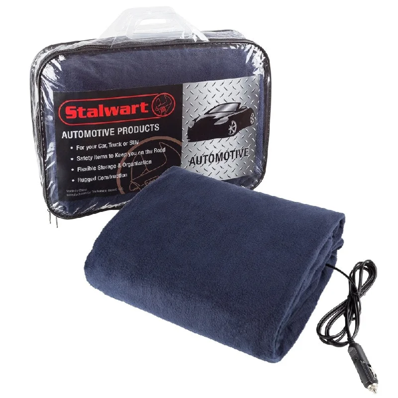 Heated Car Blanket - 12-Volt Electric Blanket for Car, Truck, SUV, RV - Portable Throw by Stalwart (Navy Blue)