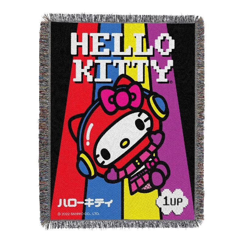 Hello Kitty Cute Gamer Woven Tapestry Throw Blanket