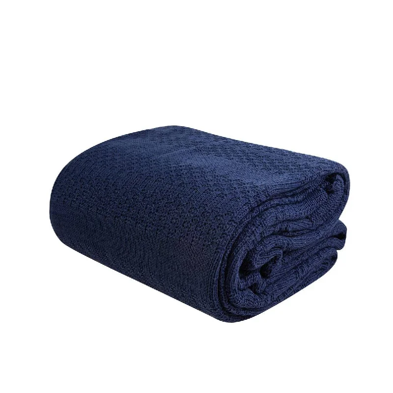 Karaca Home Charm Bold Navy Blue Double Knit Blanket [Lacivert Battaniye]200.17.01.0271