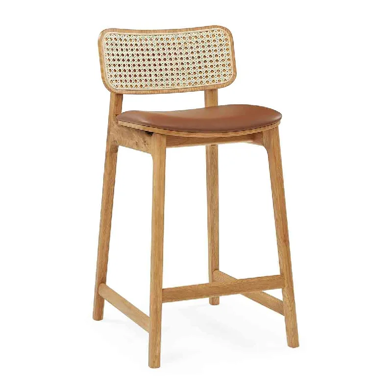 Flair Rattan Leather Bar Stool