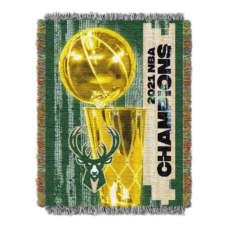 NBA Milwaukee Bucks 2021 NBA Champions Woven Tapestry Throw Blanket