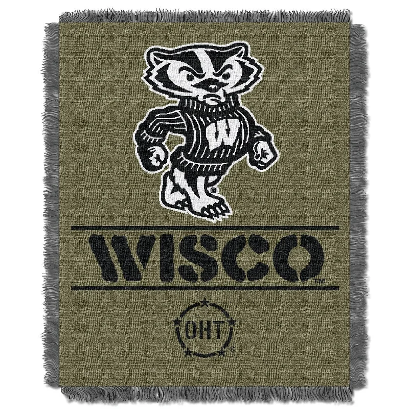 NCAA Wisconsin Badgers OHT Rank Jacquard Throw Blanket