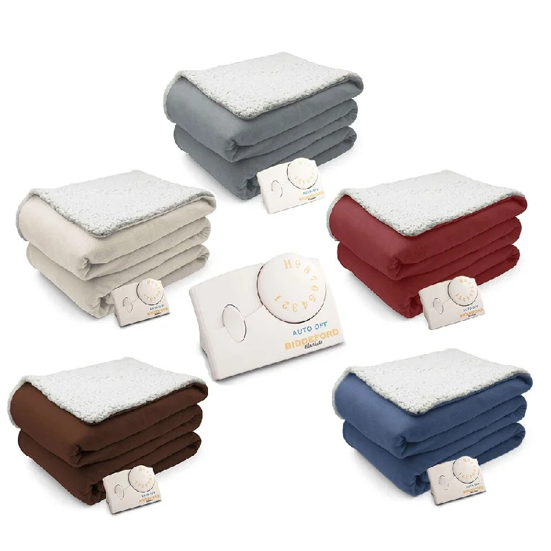 Pure Warmth Comfort Knit Natural Sherpa Electric Heated Blanket