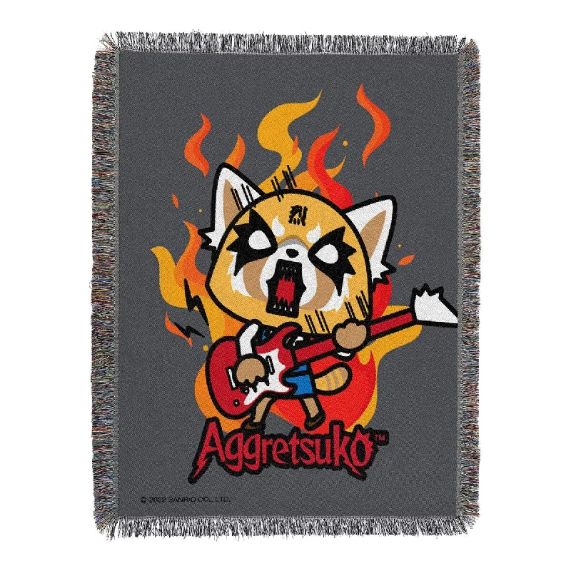 Sanrio Aggretsuko Let's Rock Woven Tapestry Throw Blanket