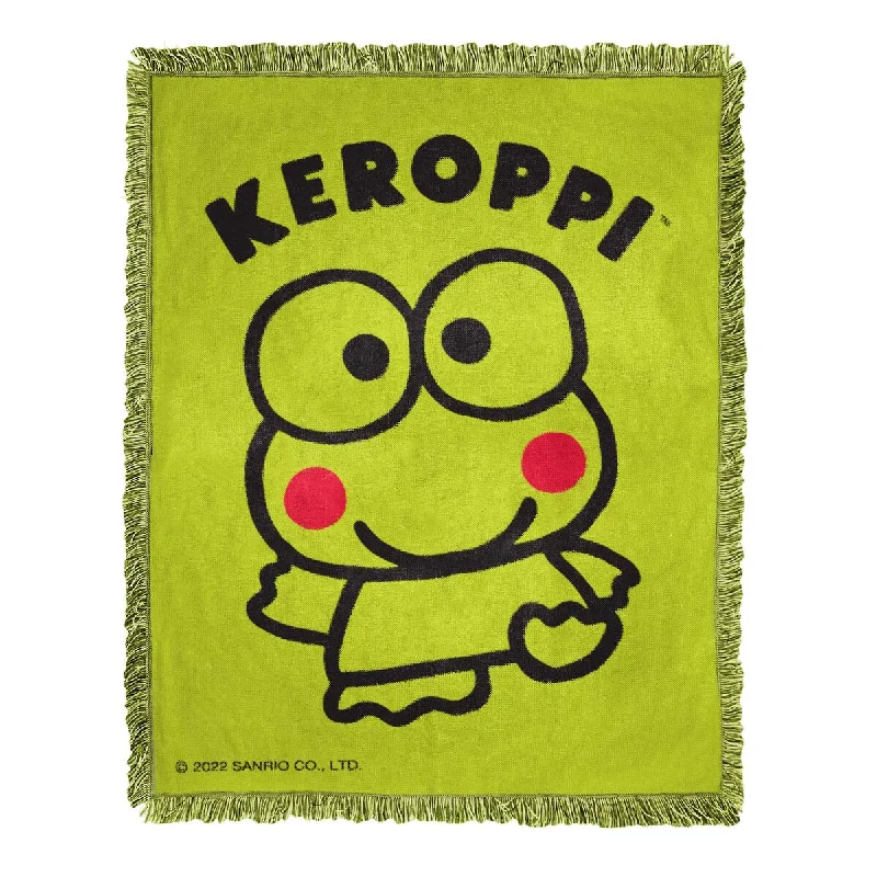 Sanrio Jacquard Keroppi Friendly Froggy Woven Jacquard Throw Blanket