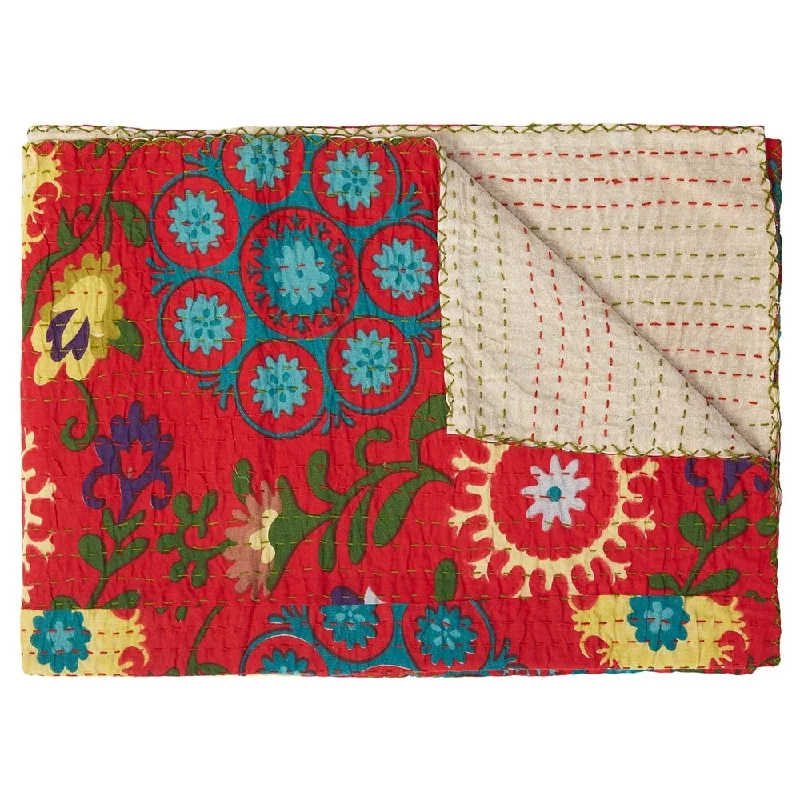 Taj Hotel Home Decor Kantha Cotton Throw | 1-Piece