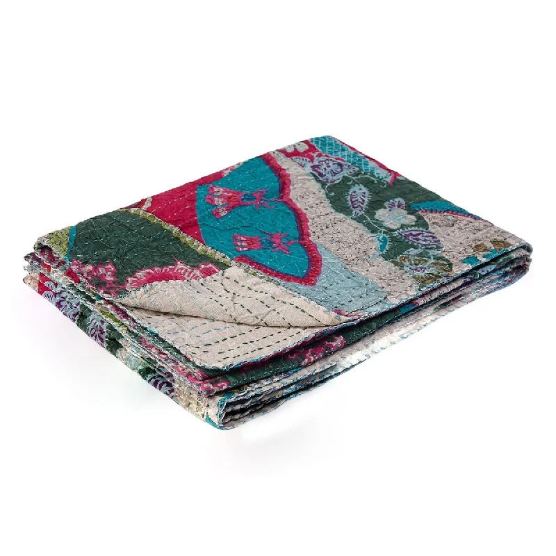 Taj Hotel Home Decor Kantha Cotton Throw | 1-Piece