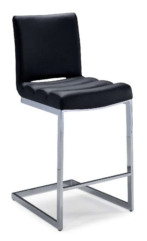 Dyane Counter Height Stool - Black, Chrome