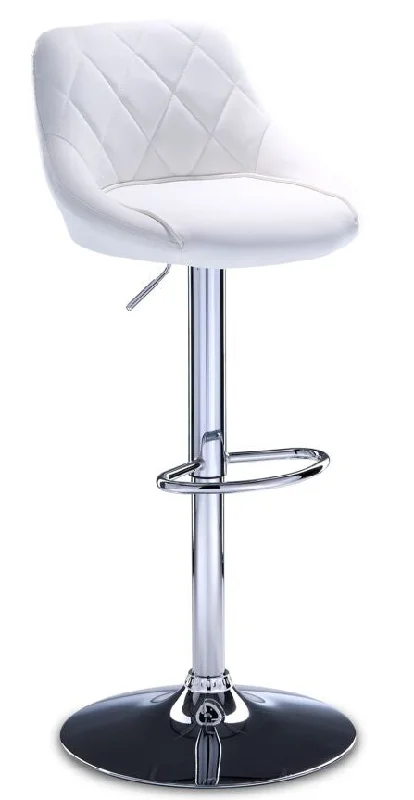 Esma Bar Height Stool - White, Chrome