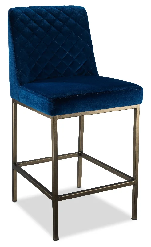 Leighland Bar Stool - Bronze Navy Blue Velvet