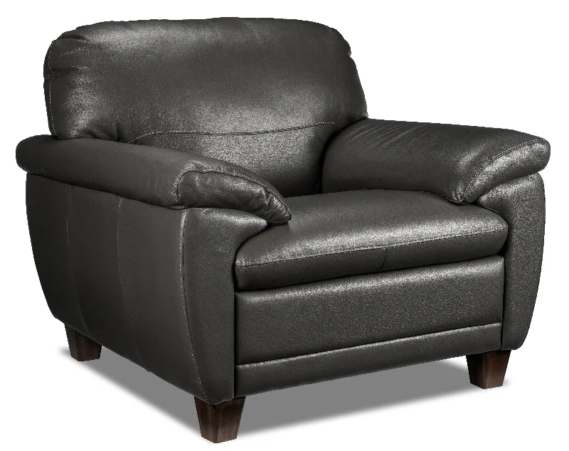 Leonardo Leather Chair - Grey