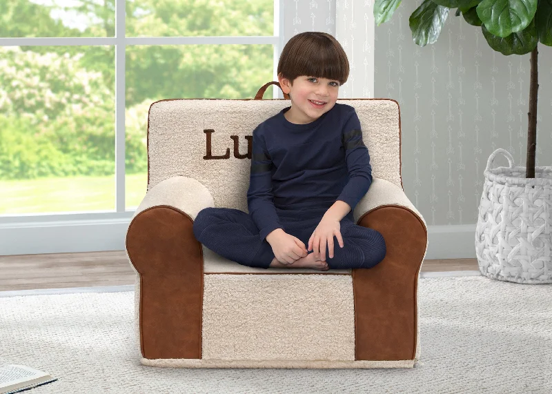 Personalized Deluxe Cozee Sherpa and Faux Leather Chair for Kids