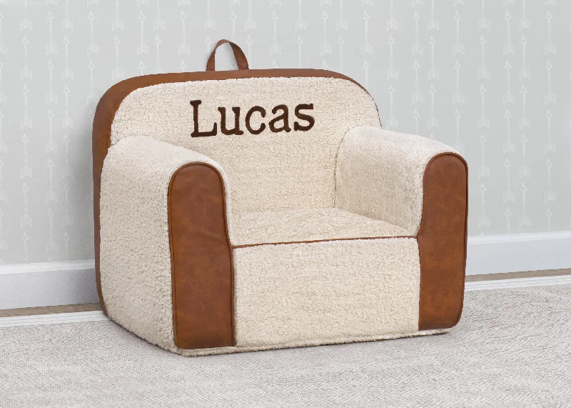 Personalized Cozee Sherpa and Faux Leather Chair for Kids