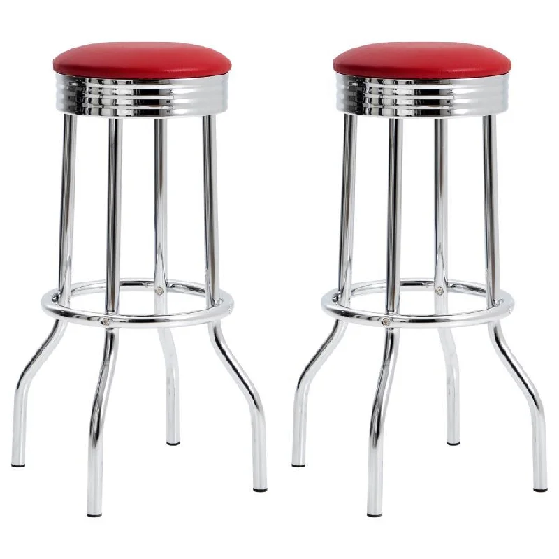 Retro - Upholstered Metal Swivel Bar Stool (Set of 2)