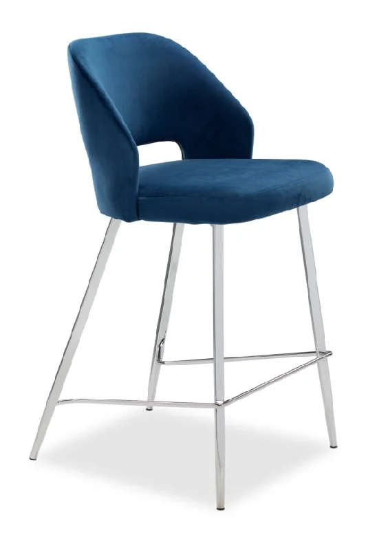 Sheen Counter Height Stool - Blue, Chrome