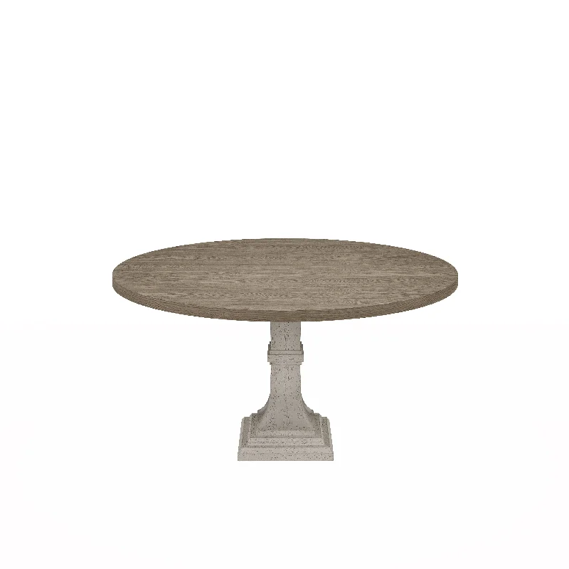 Tannen - Round Dining Table - White And Gray