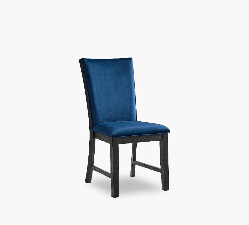 Cosmopolitan Side Chair Upholstered Back Navy