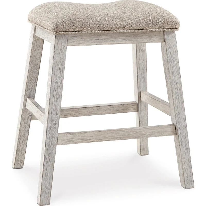 Skempton Counter Height Stool - White/Light Brown - (D394-024)